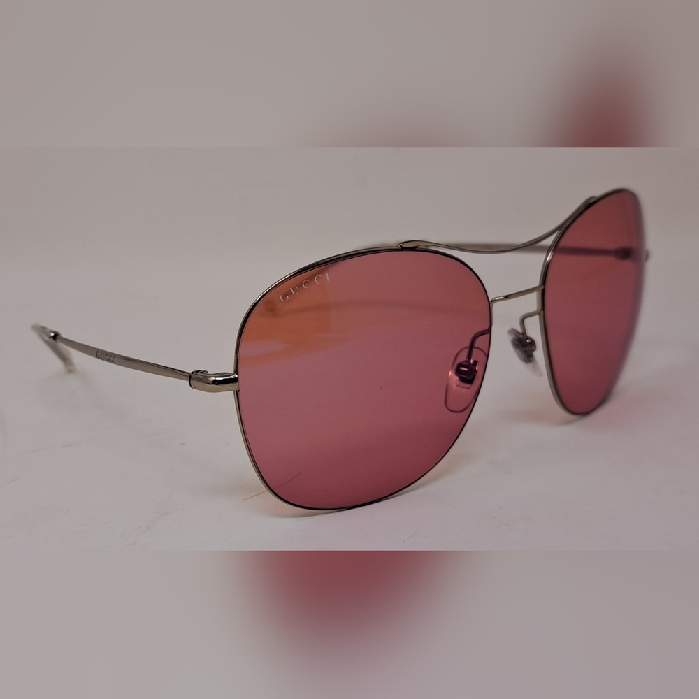 NWT Gucci Techno Ultra Light Sunglasses Metal Rose Pink Lenses GG4253S 58-16-140 - Picture 15 of 16